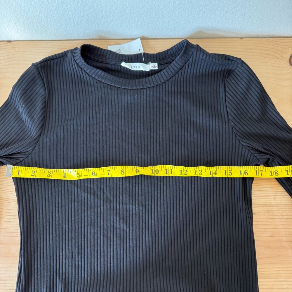 Lush Nordstrom Black Ribbed 3/4 Sleeve Mini Dress L - Picture 10 of 13